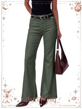 High Waisted Wide Leg Flare Stretch Denim Jeans Full Length Women's